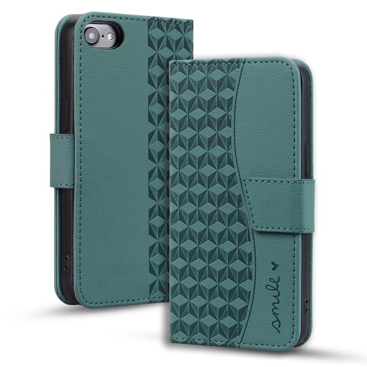 For iPhone 16e Business Diamond Buckle Leather Phone Case with Lanyard(Green) - iPhone 16e Cases by PMC TechLife | Online Shopping South Africa | PMC TechLife | Buy Now Pay Later Mobicred