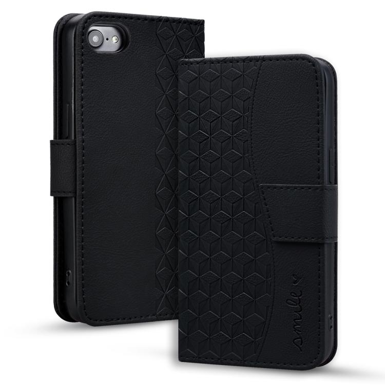 For iPhone 16e Business Diamond Buckle Leather Phone Case with Lanyard(Black) - iPhone 16e Cases by PMC TechLife | Online Shopping South Africa | PMC TechLife | Buy Now Pay Later Mobicred