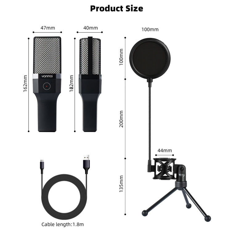 Yanmai X1R E-Sports Gaming Desktop Microphone with RGB Light & Blowout Net - Microphone by Yanmai | Online Shopping South Africa | PMC TechLife | Buy Now Pay Later Mobicred