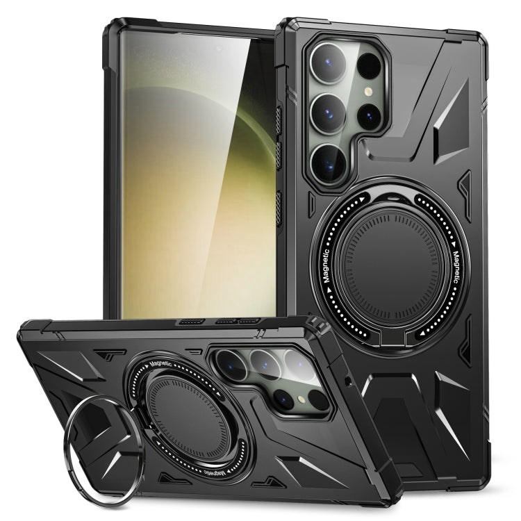 For Samsung Galaxy S24 Ultra 5G MagSafe Magnetic Shockproof Phone Case with Ring Holder(Black) - Galaxy S24 Ultra 5G Cases by PMC TechLife | Online Shopping South Africa | PMC TechLife