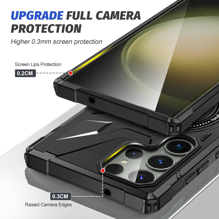 For Samsung Galaxy S24 Ultra 5G MagSafe Magnetic Shockproof Phone Case with Ring Holder(Black) - Galaxy S24 Ultra 5G Cases by PMC TechLife | Online Shopping South Africa | PMC TechLife