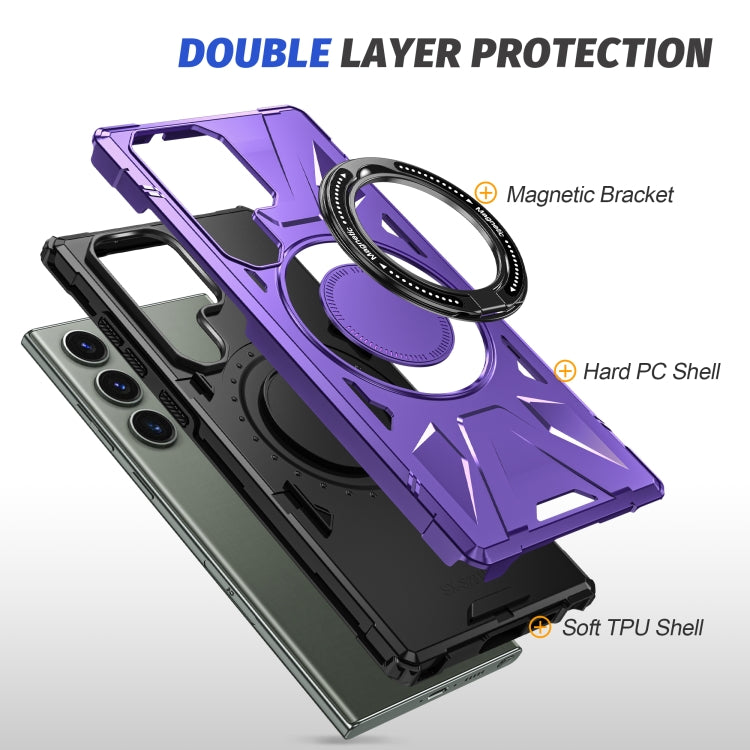 For Samsung Galaxy S24 Ultra 5G MagSafe Magnetic Shockproof Phone Case with Ring Holder(Purple) - Galaxy S24 Ultra 5G Cases by PMC TechLife | Online Shopping South Africa | PMC TechLife