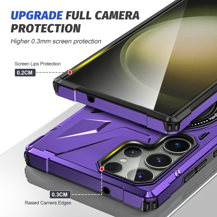 For Samsung Galaxy S24 Ultra 5G MagSafe Magnetic Shockproof Phone Case with Ring Holder(Purple) - Galaxy S24 Ultra 5G Cases by PMC TechLife | Online Shopping South Africa | PMC TechLife