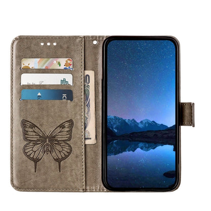 For Honor Magic6 Pro 5G Global Embossed Butterfly Leather Phone Case(Grey) - Honor Cases by PMC Jewellery | Online Shopping South Africa | PMC Jewellery | Buy Now Pay Later Mobicred