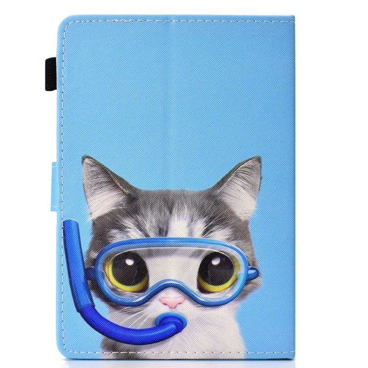 For 10 inch Universal Colored Drawing Stitching Leather Tablet Case(Diving Cat) - 10 - 11 inch by PMC TechLife | Online Shopping South Africa | PMC TechLife | Buy Now Pay Later Mobicred