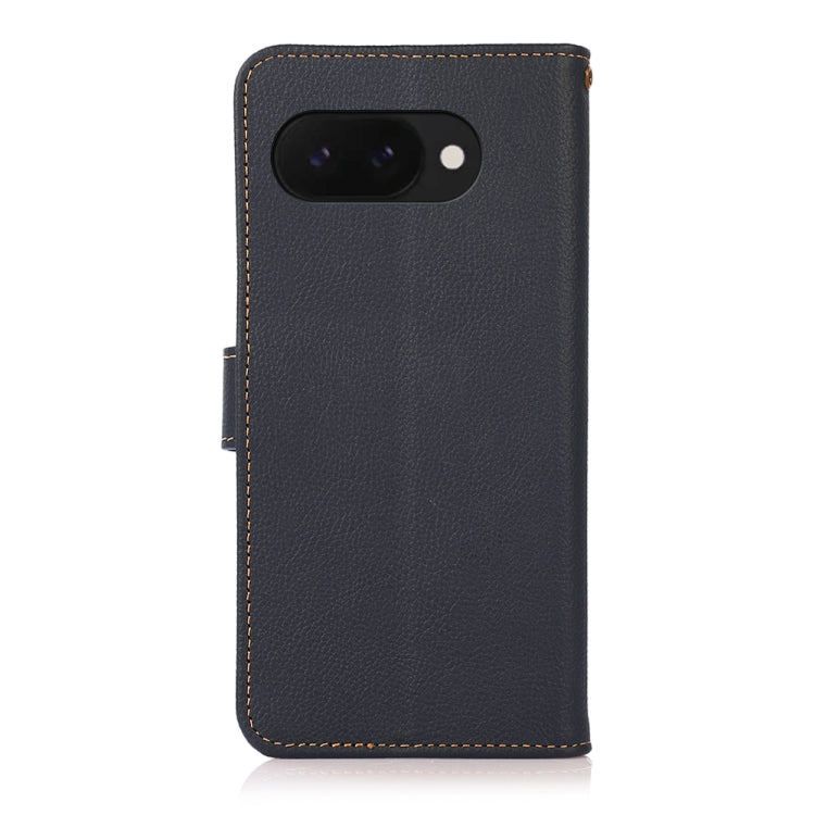 For Google Pixel 9a KHAZNEH Custer Genuine Leather RFID Phone Case(Blue) - Google Cases by PMC TechLife | Online Shopping South Africa | PMC TechLife | Buy Now Pay Later Mobicred