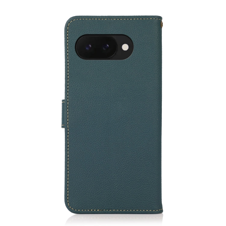 For Google Pixel 9a KHAZNEH Custer Genuine Leather RFID Phone Case(Green) - Google Cases by PMC TechLife | Online Shopping South Africa | PMC TechLife | Buy Now Pay Later Mobicred