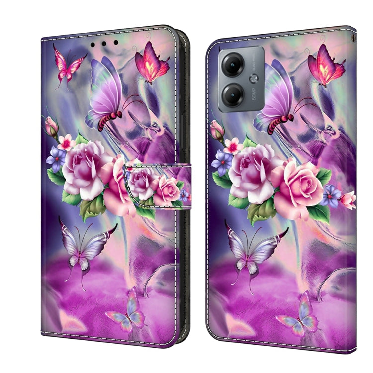 For Motorola Moto G14 Crystal 3D Shockproof Protective Leather Phone Case(Butterfly) - Motorola Cases by PMC TechLife | Online Shopping South Africa | PMC TechLife | Buy Now Pay Later Mobicred