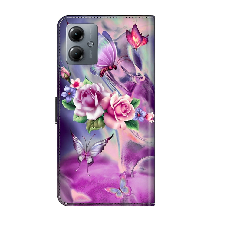 For Motorola Moto G14 Crystal 3D Shockproof Protective Leather Phone Case(Butterfly) - Motorola Cases by PMC TechLife | Online Shopping South Africa | PMC TechLife | Buy Now Pay Later Mobicred