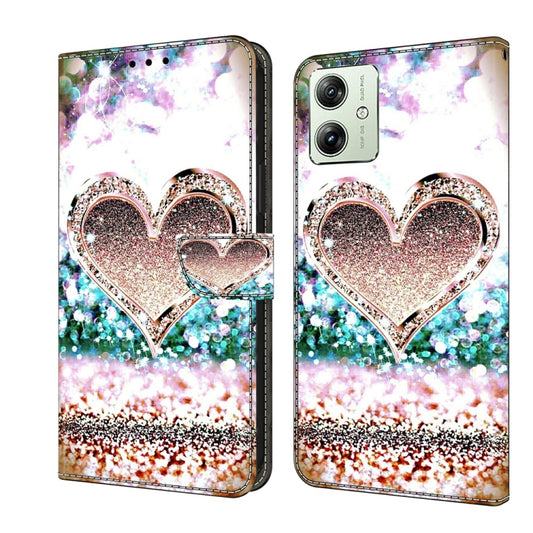 For Motorola Moto G54 Crystal 3D Shockproof Protective Leather Phone Case(Pink Diamond Heart) - Motorola Cases by PMC Jewellery | Online Shopping South Africa | PMC Jewellery | Buy Now Pay Later Mobicred