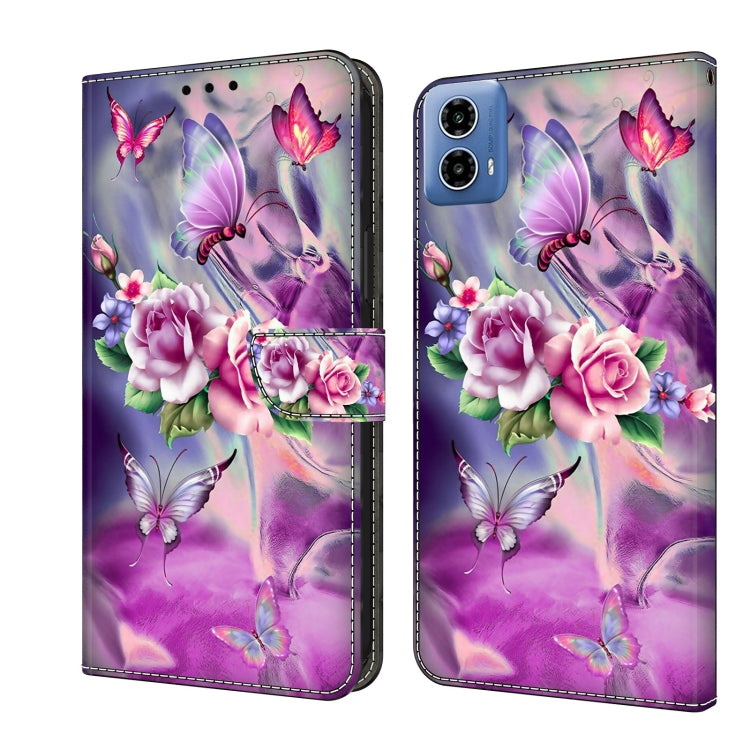 For Motorola Moto G24 Crystal 3D Shockproof Protective Leather Phone Case(Butterfly) - Motorola Cases by PMC TechLife | Online Shopping South Africa | PMC TechLife | Buy Now Pay Later Mobicred