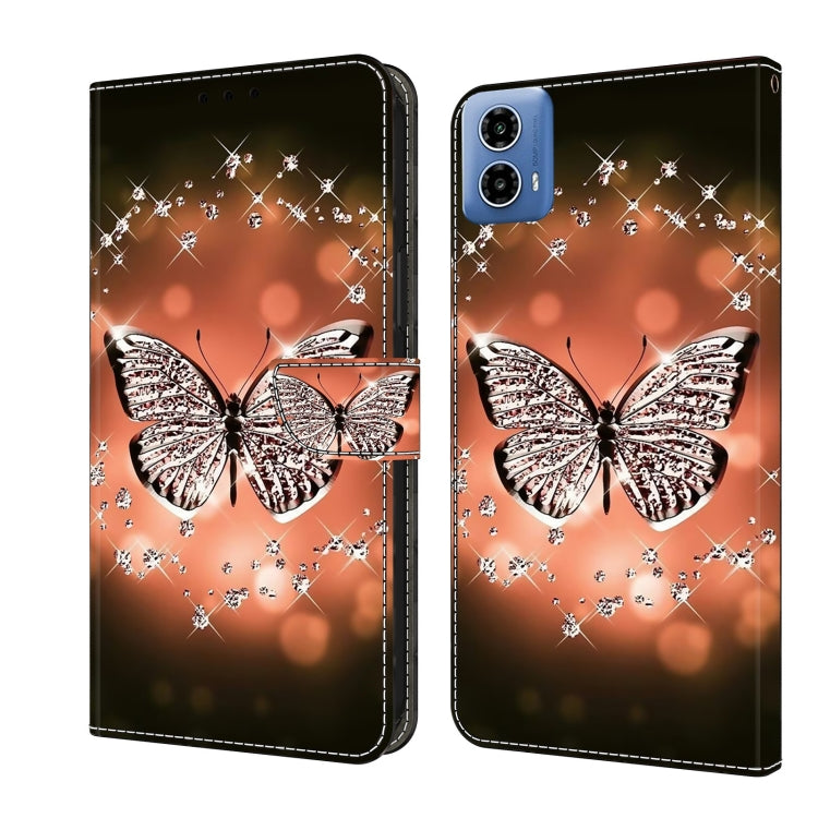 For Motorola Moto G24 Crystal 3D Shockproof Protective Leather Phone Case(Crystal Butterfly) - Motorola Cases by PMC TechLife | Online Shopping South Africa | PMC TechLife | Buy Now Pay Later Mobicred