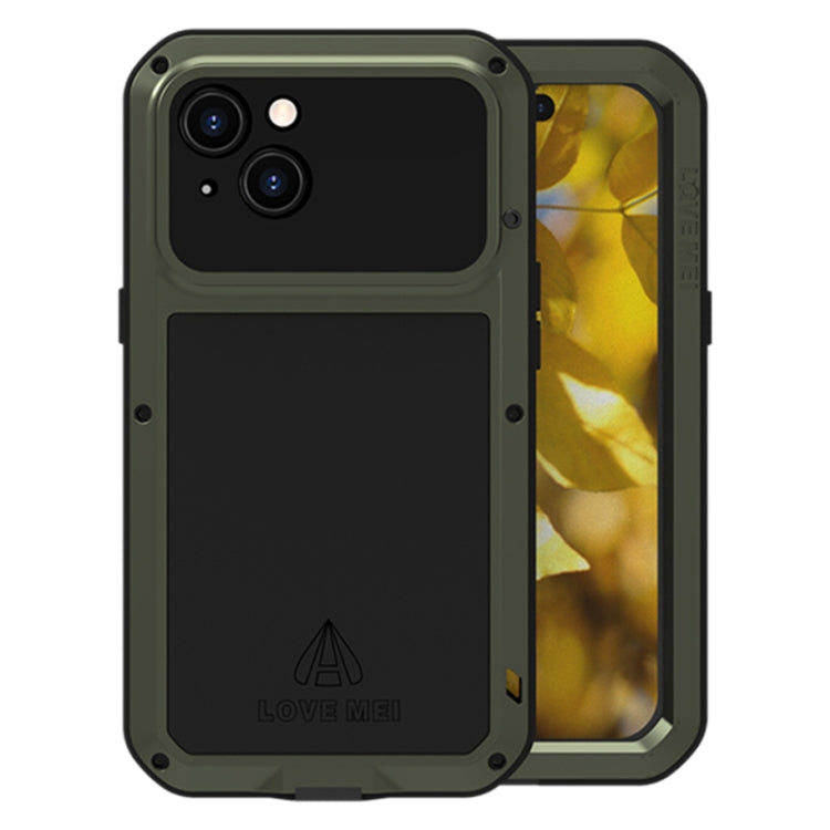 For iPhone 15 LOVE MEI Metal Shockproof Life Waterproof Dustproof Phone Case(Army Green) - iPhone 15 Cases by LOVE MEI | Online Shopping South Africa | PMC Jewellery | Buy Now Pay Later Mobicred