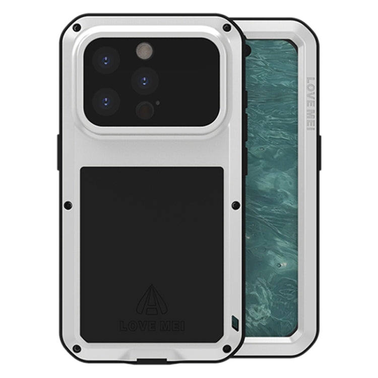 For iPhone 15 Pro LOVE MEI Metal Shockproof Life Waterproof Dustproof Phone Case(Silver) - iPhone 15 Pro Cases by LOVE MEI | Online Shopping South Africa | PMC Jewellery