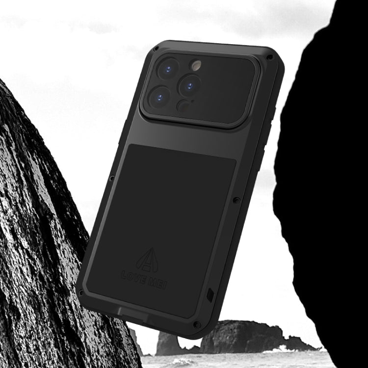 For iPhone 15 Pro Max LOVE MEI Metal Shockproof Life Waterproof Dustproof Phone Case(Black) - iPhone 15 Pro Max Cases by LOVE MEI | Online Shopping South Africa | PMC Jewellery