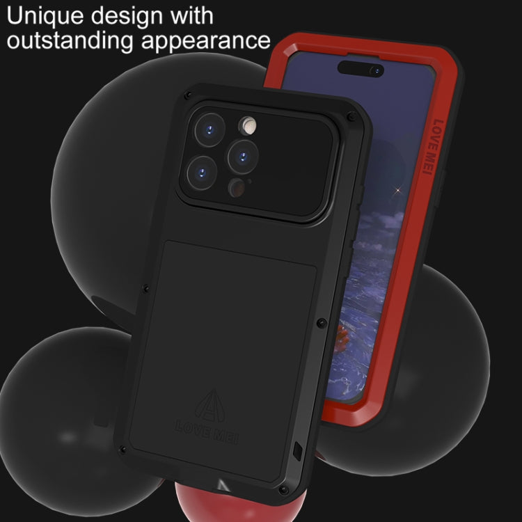 For iPhone 15 Pro Max LOVE MEI Metal Shockproof Life Waterproof Dustproof Phone Case(Black) - iPhone 15 Pro Max Cases by LOVE MEI | Online Shopping South Africa | PMC Jewellery