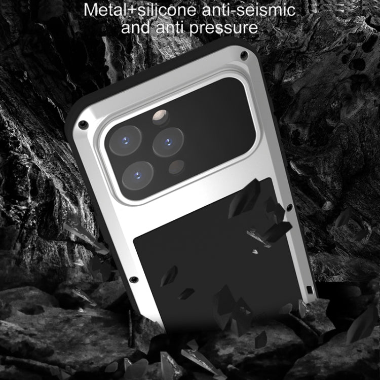 For iPhone 15 Pro Max LOVE MEI Metal Shockproof Life Waterproof Dustproof Phone Case(Red) - free shipping - PMC TechLife - Order now!