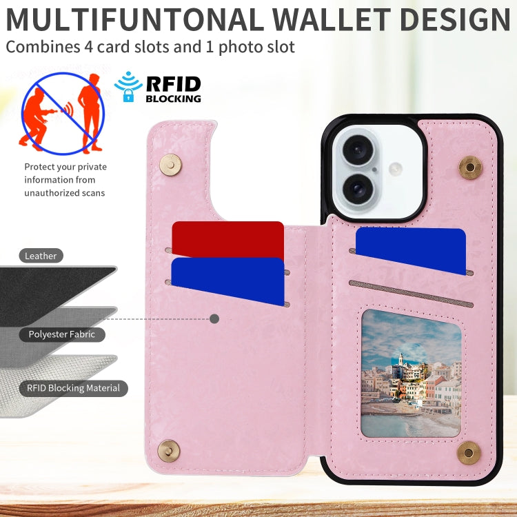 For iPhone 16 Plus Printed Double Buckle RFID Anti-theft Phone Case(Dried Flower World) - free shipping - PMC TechLife - Order now!