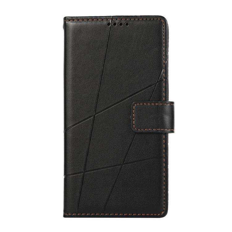 For iPhone 16e PU Genuine Leather Texture Embossed Line Phone Case(Black) - iPhone 16e Cases by PMC TechLife | Online Shopping South Africa | PMC TechLife | Buy Now Pay Later Mobicred