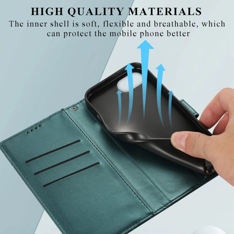 For iPhone 16e PU Genuine Leather Texture Embossed Line Phone Case(Green) - free shipping - PMC TechLife - Order now!
