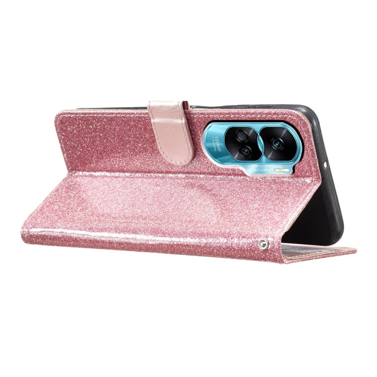 For Honor 90 Lite Glitter Powder Flip Leather Phone Case(Rose Gold) - Honor Cases by PMC Jewellery | Online Shopping South Africa | PMC Jewellery