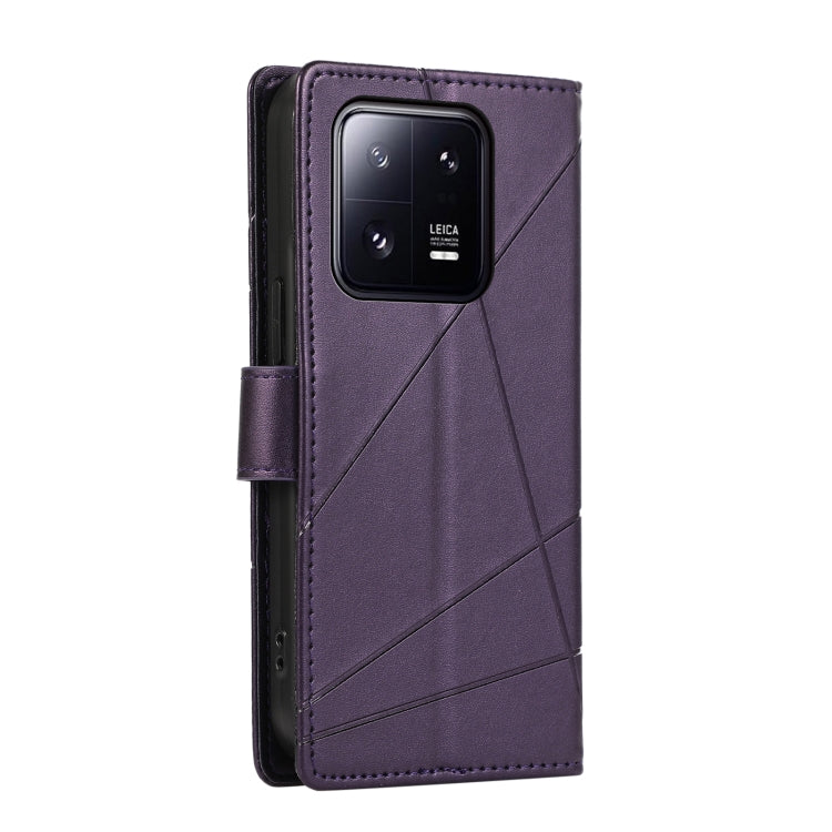 For Xiaomi 13 Pro PU Genuine Leather Texture Embossed Line Phone Case(Purple) - 13 Pro Cases by PMC TechLife | Online Shopping South Africa | PMC TechLife | Buy Now Pay Later Mobicred