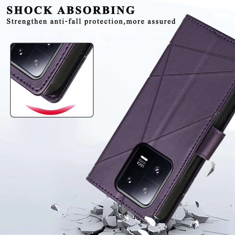 For Xiaomi 13 Pro PU Genuine Leather Texture Embossed Line Phone Case(Purple) - 13 Pro Cases by PMC TechLife | Online Shopping South Africa | PMC TechLife | Buy Now Pay Later Mobicred