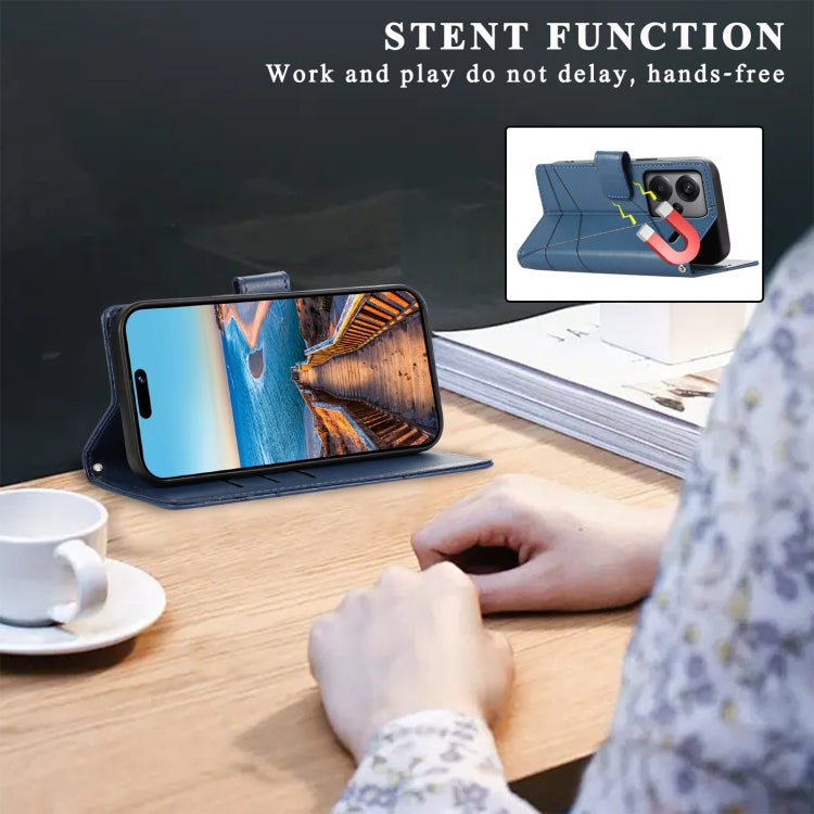 For Xiaomi Redmi Note 13 Pro+ PU Genuine Leather Texture Embossed Line Phone Case(Blue) - Note 13 Pro+ Cases by PMC TechLife | Online Shopping South Africa | PMC TechLife | Buy Now Pay Later Mobicred
