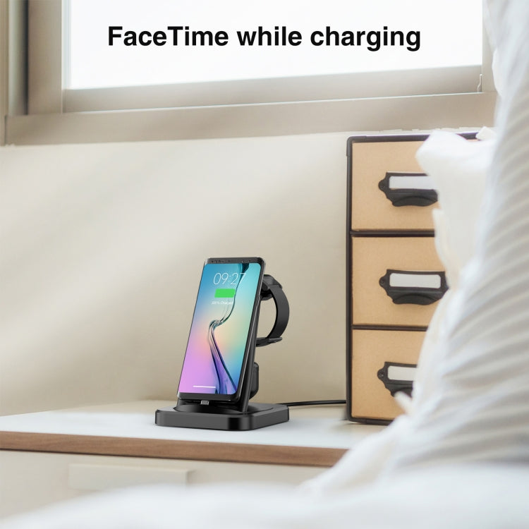 For Type-C Mobile Phones & Earphones / Samsung Watch Series 4 in 1 Wireless Charger Holder(Black) - Multifunction Charger by PMC Jewellery | Online Shopping South Africa | PMC Jewellery | Buy Now Pay Later Mobicred