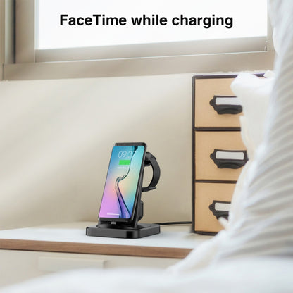 For Type-C Mobile Phones & Earphones / Samsung Watch Series 4 in 1 Wireless Charger Holder(Black) - Multifunction Charger by PMC Jewellery | Online Shopping South Africa | PMC Jewellery | Buy Now Pay Later Mobicred