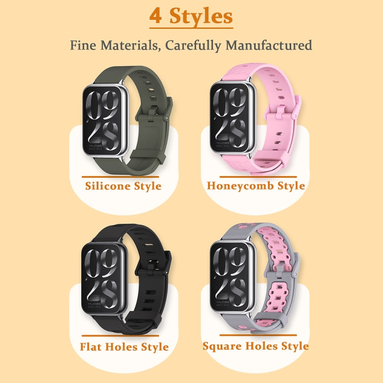 For Xiaomi Mi Band 8 Pro Mijobs Flat Hole Breathable Silicone Watch Band(Black) - Watch Bands by MIJOBS | Online Shopping South Africa | PMC TechLife | Buy Now Pay Later Mobicred