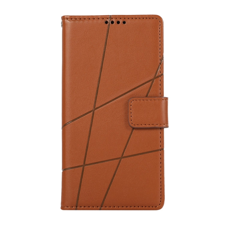 For Google Pixel 7 Pro PU Genuine Leather Texture Embossed Line Phone Case(Brown) - Google Cases by PMC TechLife | Online Shopping South Africa | PMC TechLife