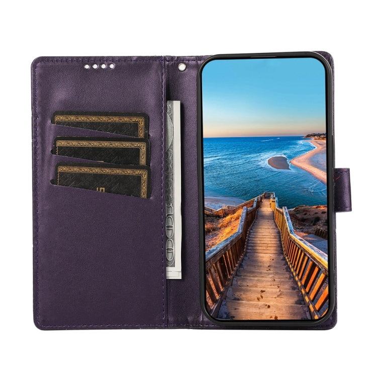 For Google Pixel 9 PU Genuine Leather Texture Embossed Line Phone Case(Purple) - Google Cases by PMC TechLife | Online Shopping South Africa | PMC TechLife | Buy Now Pay Later Mobicred