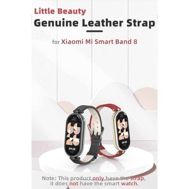 For Xiaomi Mi Band 8 / 9 / 9 NFC Mijobs First Layer Cowhide Watch Band(Brown Light Gold) - Watch Bands by MIJOBS | Online Shopping South Africa | PMC TechLife | Buy Now Pay Later Mobicred