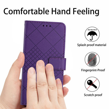 For iPhone 16 Rhombic Grid Texture Leather Phone Case(Purple) - iPhone 16 Cases by PMC Jewellery | Online Shopping South Africa | PMC Jewellery | Buy Now Pay Later Mobicred