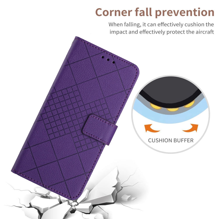 For iPhone 16 Rhombic Grid Texture Leather Phone Case(Purple) - iPhone 16 Cases by PMC TechLife | Online Shopping South Africa | PMC TechLife | Buy Now Pay Later Mobicred