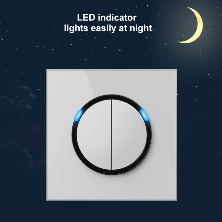 86mm Round LED Tempered Glass Switch Panel, White Round Glass, Style:Telephone Socket -  by PMC TechLife | Online Shopping South Africa | PMC TechLife | Buy Now Pay Later Mobicred