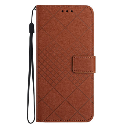 For Honor X9b Rhombic Grid Texture Leather Phone Case(Brown) - Honor Cases by PMC Jewellery | Online Shopping South Africa | PMC Jewellery