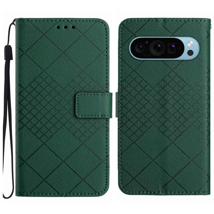 For Google Pixel 9 Pro Rhombic Grid Texture Leather Phone Case(Green) - free shipping - PMC TechLife - Order now!