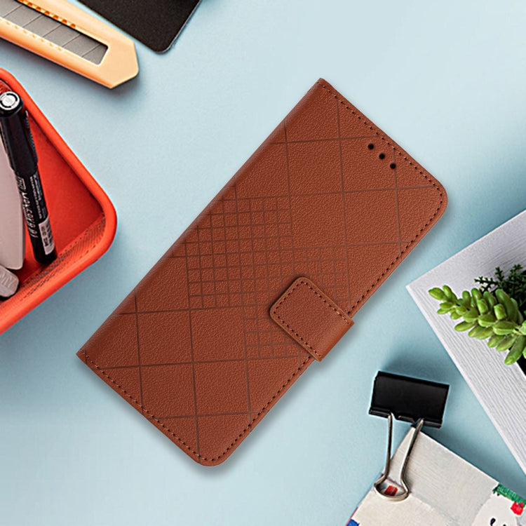 For Google Pixel 9 Rhombic Grid Texture Leather Phone Case(Brown) - Google Cases by PMC TechLife | Online Shopping South Africa | PMC TechLife | Buy Now Pay Later Mobicred