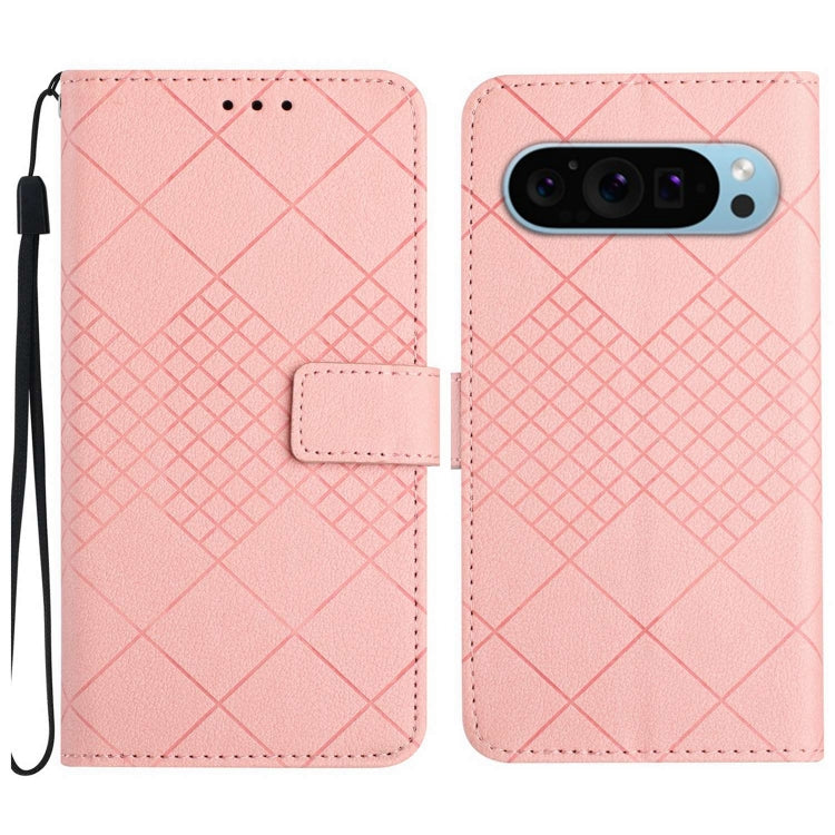 For Google Pixel 9 Rhombic Grid Texture Leather Phone Case(Pink) - Google Cases by PMC TechLife | Online Shopping South Africa | PMC TechLife | Buy Now Pay Later Mobicred