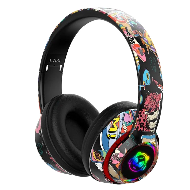 L750 3 in 1 RGB Graffiti Pattern Wireless Gaming Noise Reduction Headset(Black) - Headset & Headphone by PMC Jewellery | Online Shopping South Africa | PMC Jewellery