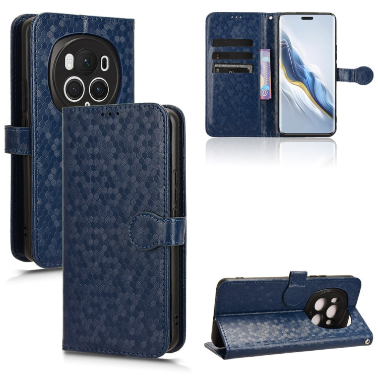 For Honor Magic6 Pro Honeycomb Dot Texture Leather Phone Case(Blue) - Honor Cases by PMC Jewellery | Online Shopping South Africa | PMC Jewellery | Buy Now Pay Later Mobicred