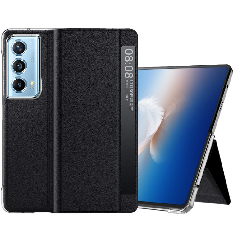 For Honor Magic Vs2 Attraction Flip Holder Side Window Smart Leather Phone Case(Black) - Honor Cases by PMC TechLife | Online Shopping South Africa | PMC TechLife | Buy Now Pay Later Mobicred