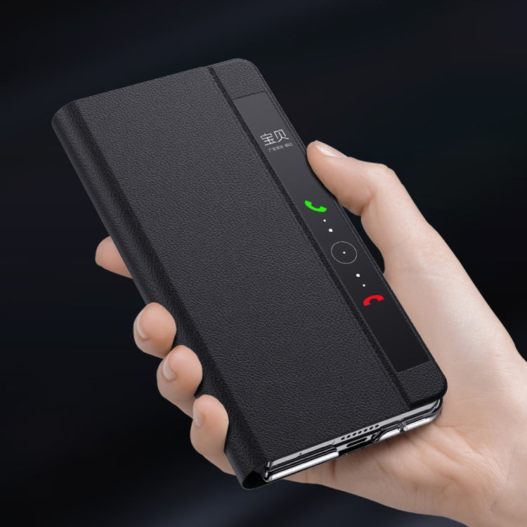 For Honor Magic Vs2 Attraction Flip Holder Side Window Smart Leather Phone Case(Black) - Honor Cases by PMC TechLife | Online Shopping South Africa | PMC TechLife | Buy Now Pay Later Mobicred