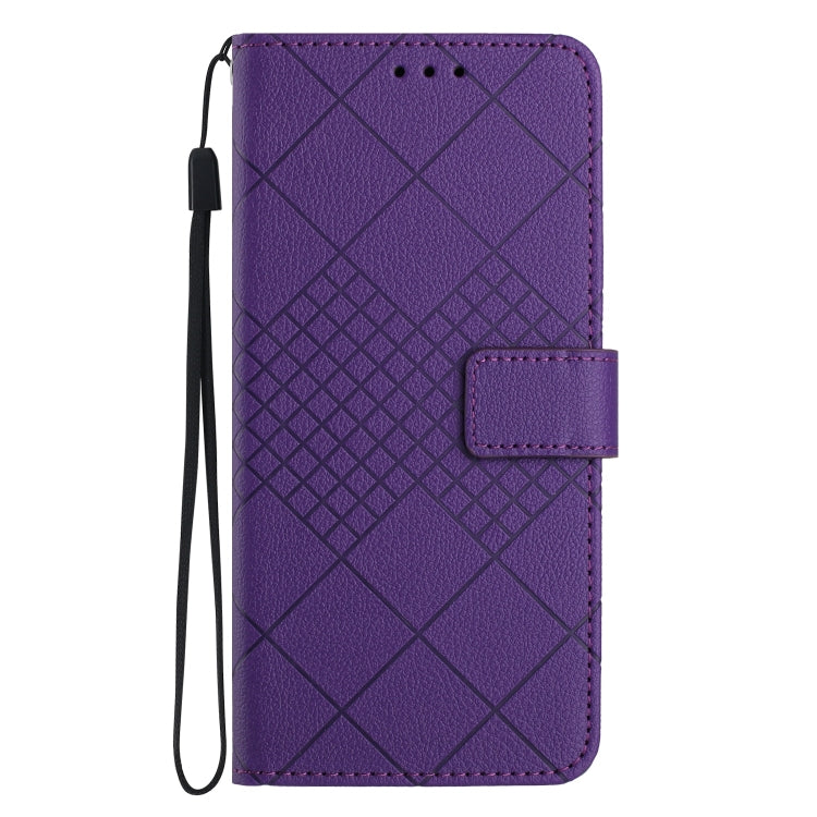 For vivo Y03 4G Rhombic Grid Texture Leather Phone Case(Purple) - vivo Cases by PMC TechLife | Online Shopping South Africa | PMC TechLife | Buy Now Pay Later Mobicred
