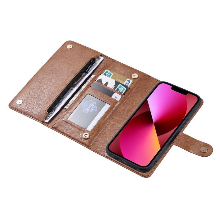 For iPhone 13 ViLi GV Series MagSafe Magnetic Zipper Leather Phone Case(Brown) - iPhone 13 Cases by ViLi | Online Shopping South Africa | PMC Jewellery | Buy Now Pay Later Mobicred