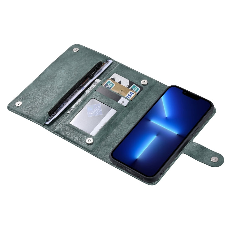 For iPhone 13 Pro ViLi GV Series MagSafe Magnetic Zipper Leather Phone Case(Green) - free shipping - PMC Jewellery - Order now!