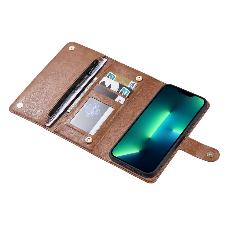 For iPhone 13 Pro Max ViLi GV Series MagSafe Magnetic Zipper Leather Phone Case(Brown) - free shipping - PMC Jewellery - Order now!