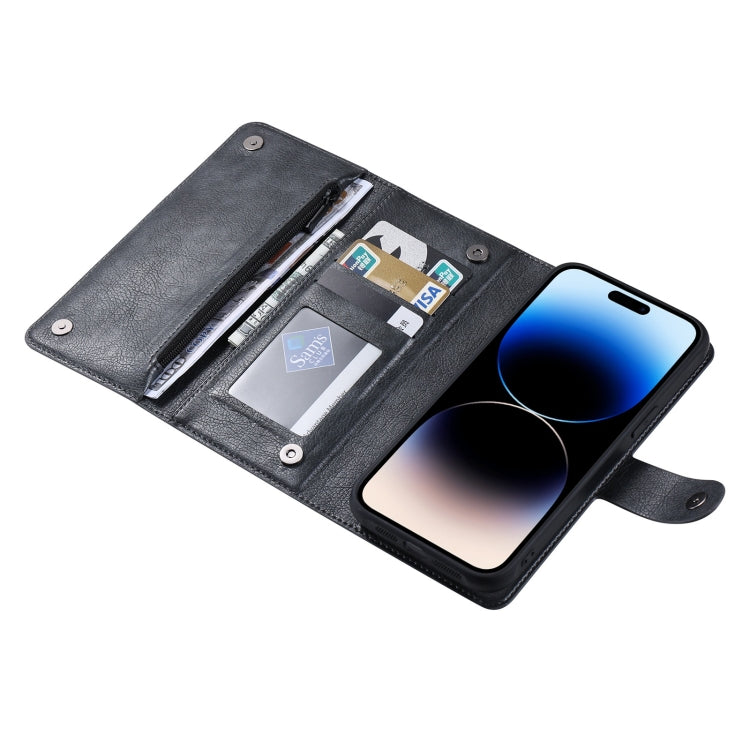 For iPhone 14 Pro Max ViLi GV Series MagSafe Magnetic Zipper Leather Phone Case(Black) - free shipping - PMC Jewellery - Order now!